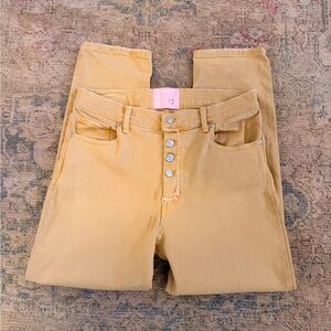 REVICE NWOT Exposed Button Fly Stretch Cropped Jeans